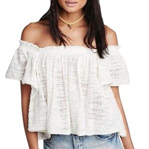 free people thrills and frills top white S NWOT